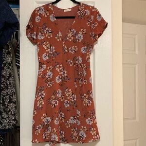 Floral Wrap Dress in Rust by LUSH size medium